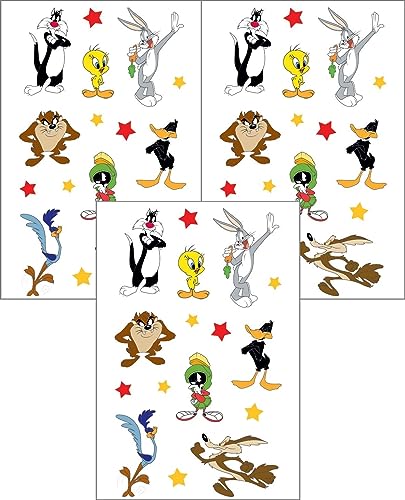 Playhouse مجموعة ملصقات لووني تونز باغز باني وأصدقائه من 3 أوراق مثقوبة 1 عبوة - Image 1