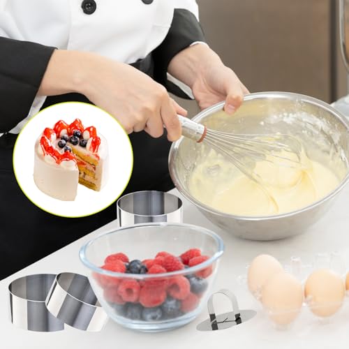 Uncle Jack 4 Pieces Round Cake Ring Molds, Stainless Steel Cake Ring Mold with Pusher, for Kitchen Tools, Baking Pastry, Mousse (Include 4 Rings and 2 Pushers) - Image 3
