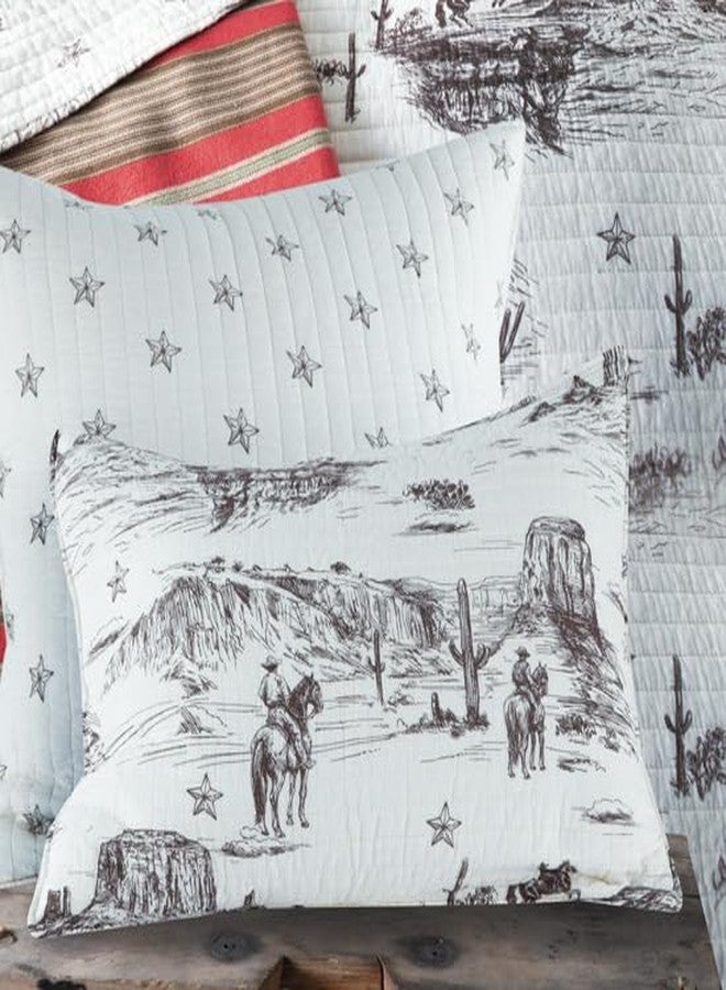 Rod's True Western Tumbleweed Trail (Sham)-Standard Sham -Vintage Western Cowboy Toile-Cream and Brown -Sham Size (20x26in.) -Cotton. - Image 3