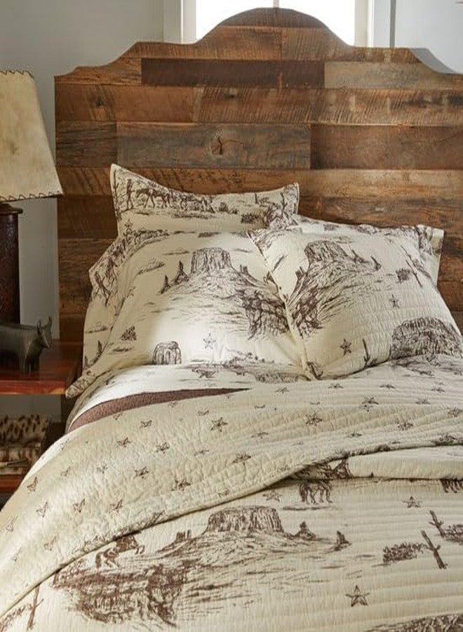 Rod's True Western Tumbleweed Trail (Sham)-Standard Sham -Vintage Western Cowboy Toile-Cream and Brown -Sham Size (20x26in.) -Cotton. - Image 2