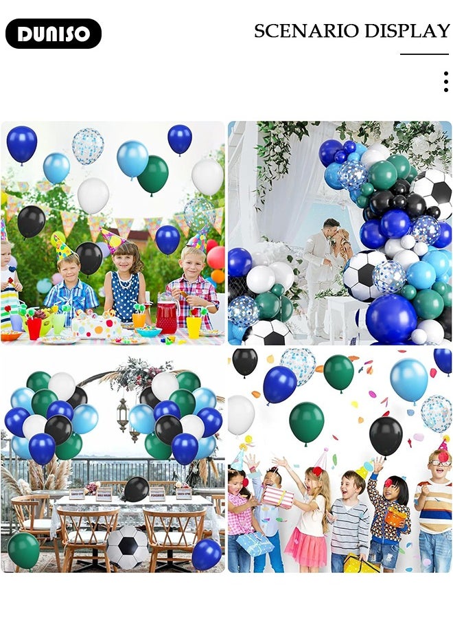 Soccer Balloon Arch Kit,119 PCS Blue White Metallic Silver Football Balloons for Kids Boy Soccer Birthday Party Decorations Baby Shower Wedding Anniversary Graduation Sport Themed Party Supplies