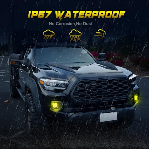 AUYICH Yellow LED Spot Combo Fog Lights Fits For 2012-2023 Tacoma,2014-2021 Tundra,2010-2024 4Runner,2011-2019 Sienna,2008-2013 LX570(SAE Fog Lamp,Amber LED Light Kit) - Image 3