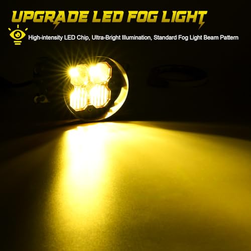 AUYICH Yellow LED Spot Combo Fog Lights Fits For 2012-2023 Tacoma,2014-2021 Tundra,2010-2024 4Runner,2011-2019 Sienna,2008-2013 LX570(SAE Fog Lamp,Amber LED Light Kit) - Image 2