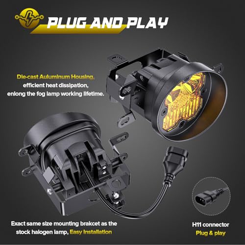 AUYICH Yellow LED Spot Combo Fog Lights Fits For 2012-2023 Tacoma,2014-2021 Tundra,2010-2024 4Runner,2011-2019 Sienna,2008-2013 LX570(SAE Fog Lamp,Amber LED Light Kit) - Image 4