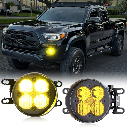 AUYICH Yellow LED Spot Combo Fog Lights Fits For 2012-2023 Tacoma,2014-2021 Tundra,2010-2024 4Runner,2011-2019 Sienna,2008-2013 LX570(SAE Fog Lamp,Amber LED Light Kit) - Image 1