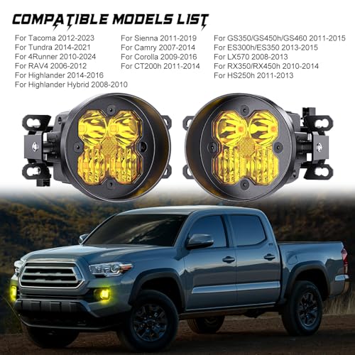 AUYICH Yellow LED Spot Combo Fog Lights Fits For 2012-2023 Tacoma,2014-2021 Tundra,2010-2024 4Runner,2011-2019 Sienna,2008-2013 LX570(SAE Fog Lamp,Amber LED Light Kit) - Image 5
