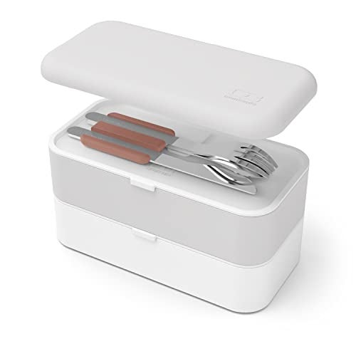 monbento مونبينتو - مجموعة أدوات المائدة الوردية MB Slim Box - سكين ثلاثي - 3 قطع شوكة ملعقة سكين - مثالية للغداء في الهواء الطلق/العمل - Image 4