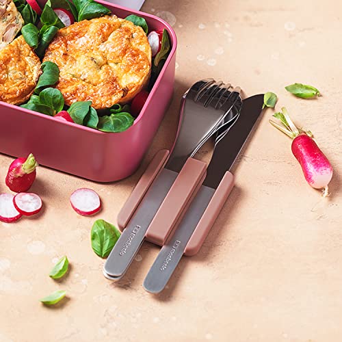 monbento مونبينتو - مجموعة أدوات المائدة الوردية MB Slim Box - سكين ثلاثي - 3 قطع شوكة ملعقة سكين - مثالية للغداء في الهواء الطلق/العمل - Image 5