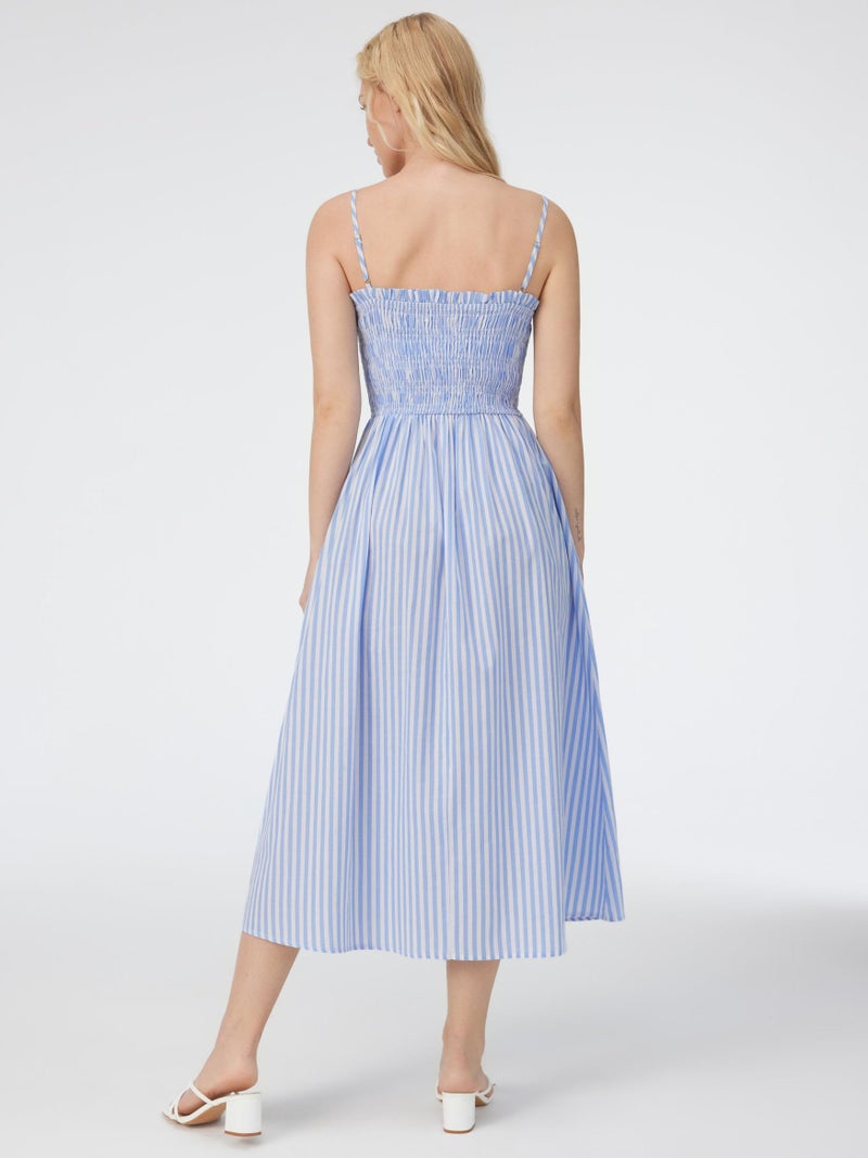 CIDER Womens Striped Dress Sundress Spaghetti Strap Casual Flowy A Line Midi Beach Vacation Dress with Pockets Blue - Image 4