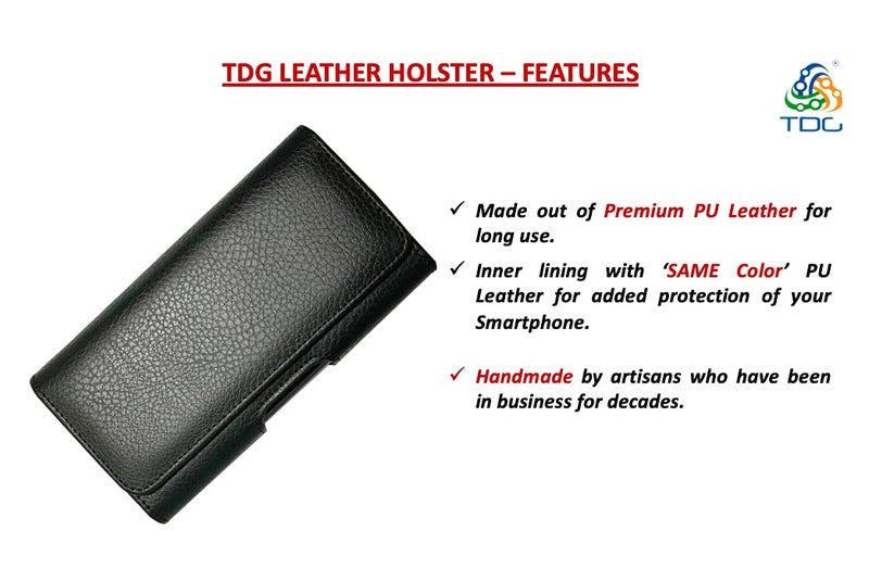 TDG Pu Leather Belt Pouch Holster for Apple iPhone Smartphones & Mobiles (Display 5.5 to 6.7 inches) (Black, 6.3) - Image 5