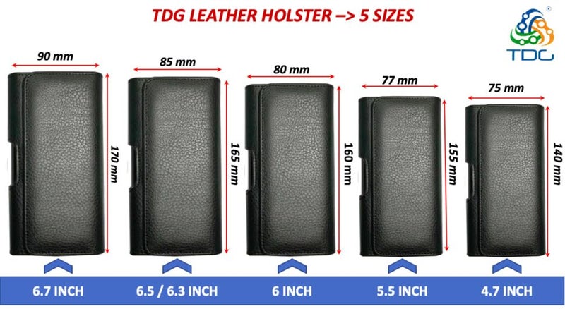 TDG Pu Leather Belt Pouch Holster for Apple iPhone Smartphones & Mobiles (Display 5.5 to 6.7 inches) (Black, 6.3) - Image 3