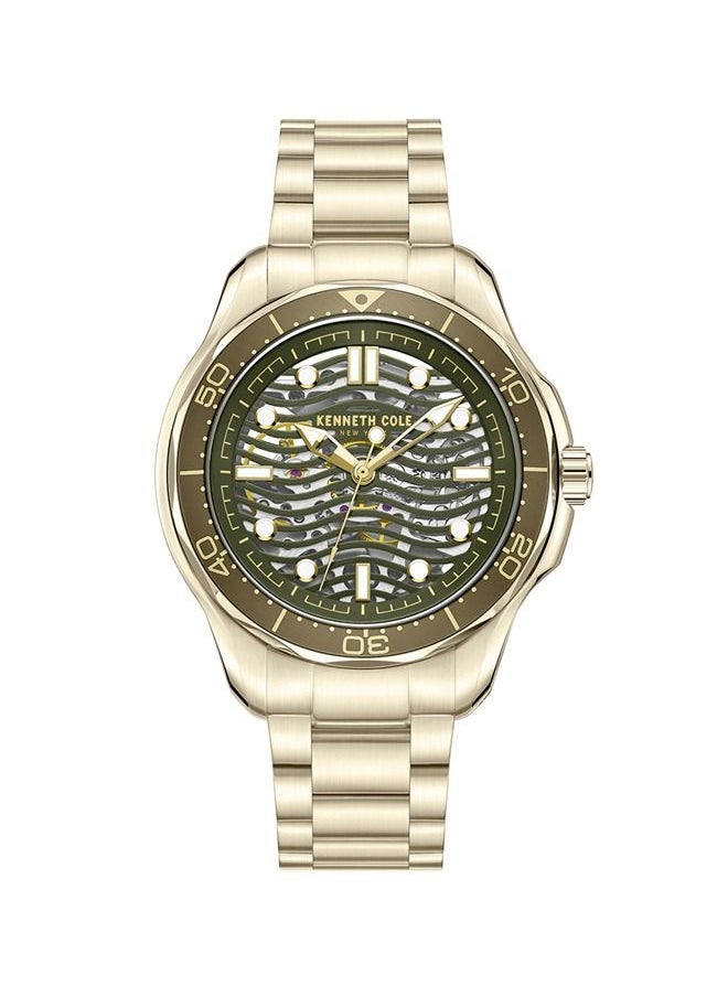 Kenneth Cole New York 44mm Automatic Men's Watch with Green Dial & Gold Stainless Steel Bracelet  - Image 4