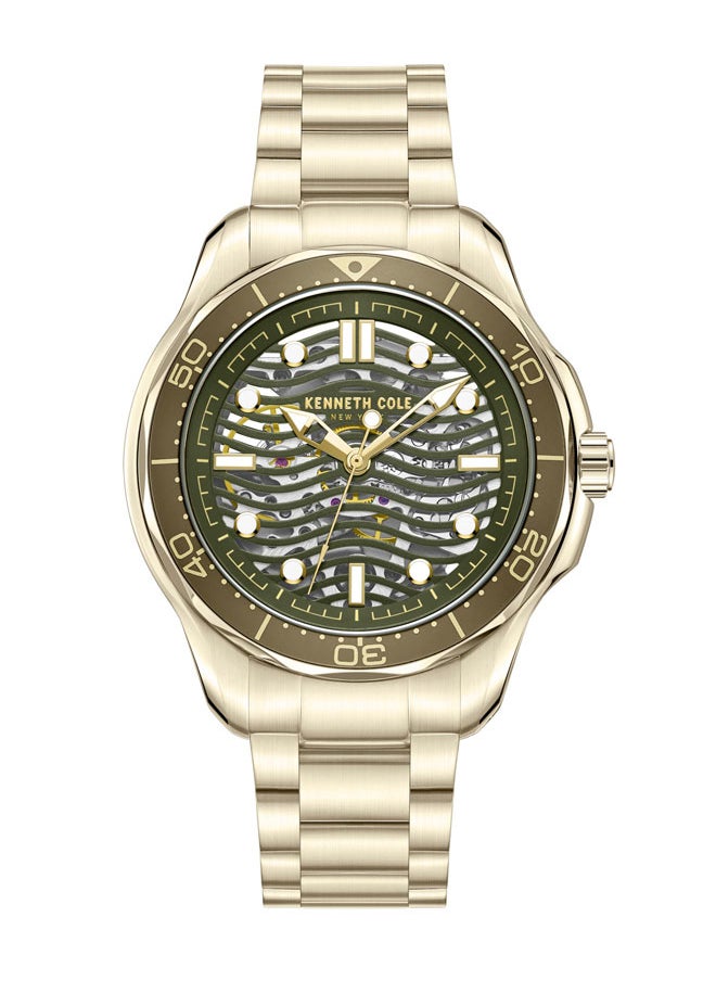 Kenneth Cole New York 44mm Automatic Men's Watch with Green Dial & Gold Stainless Steel Bracelet  - Image 1