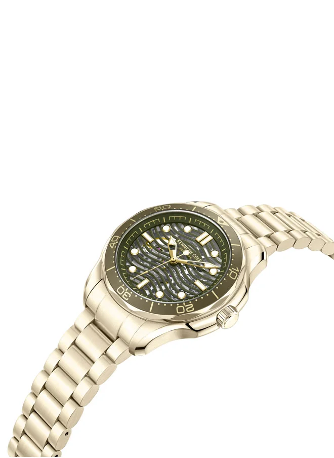 كينيث كول نيو يورك Kenneth Cole New York 44mm Automatic Men's Watch with Green Dial & Gold Stainless Steel Bracelet