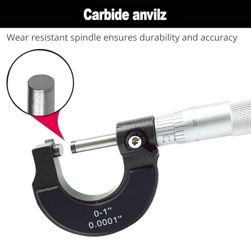 Nortools Outside Micrometer, Ratchet Stop, Lock Nut 0-1" /0.0001" Precision Machinist Tool,Accuracy 0.0001" - Image 5