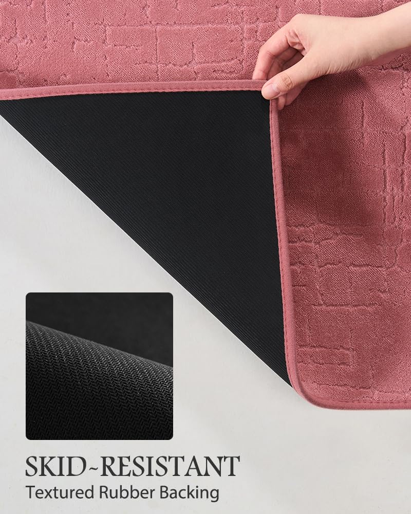 AMOAMI AMOAMI-Bath Mat-Super Absorbent Quick Dry Bathroom Floor Mats-Rubber Backing Washable Bath Mats for Bathroom Thin Bahtroom Rugs Fit Under Door-Bath Rug for in Fornt of Sink Bathtub Shower Room - Image 3