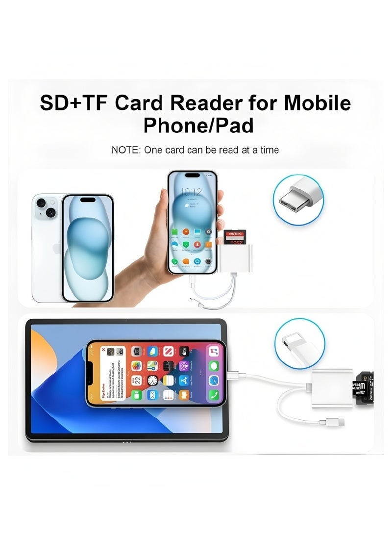 سوق النجوم قارئ بطاقة SD لكاميرا iPhone وiPad، قارئ بطاقة ذاكرة بفتحة مزدوجة يدعم بطاقة SD وTF، كاميرا مراقبة، محول بطاقة SD، قارئ بطاقة Micro SD محمول، التوصيل والتشغيل - Image 5