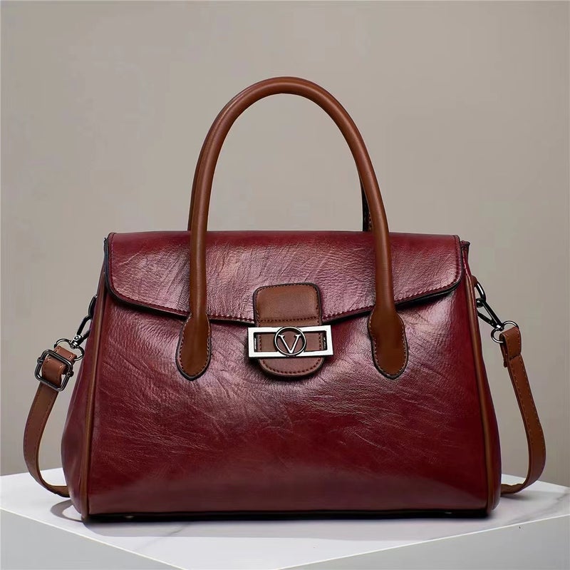 New Korean Style Elegant Commuter Women'S Bag Large Capacity Fashionable Simple Portable Shoulder Soft Leather Textured Tote Bag - Image 1