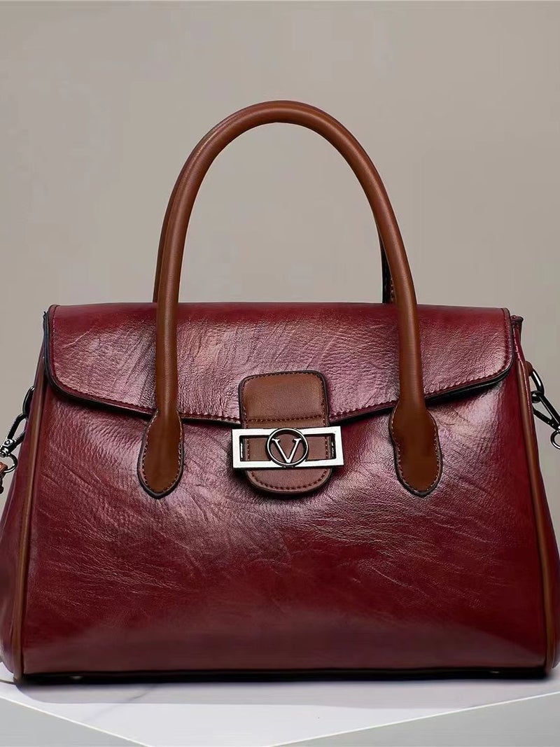 New Korean Style Elegant Commuter Women'S Bag Large Capacity Fashionable Simple Portable Shoulder Soft Leather Textured Tote Bag - Image 3