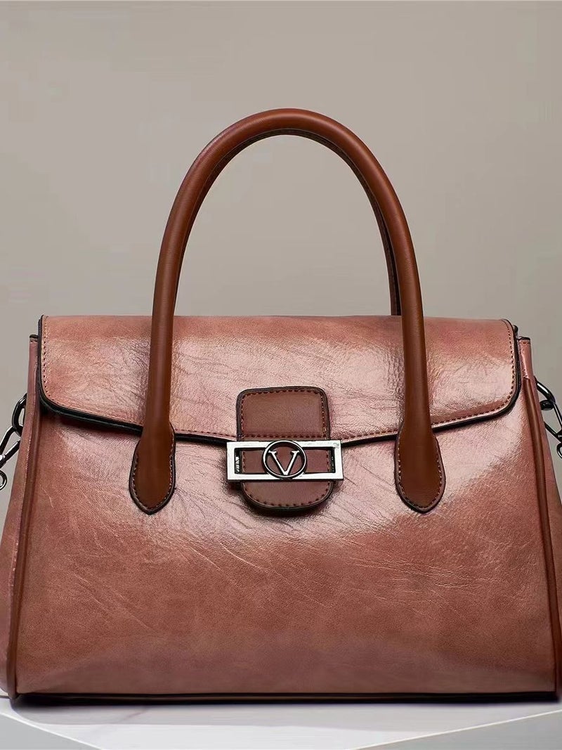 New Korean Style Elegant Commuter Women'S Bag Large Capacity Fashionable Simple Portable Shoulder Soft Leather Textured Tote Bag - Image 5