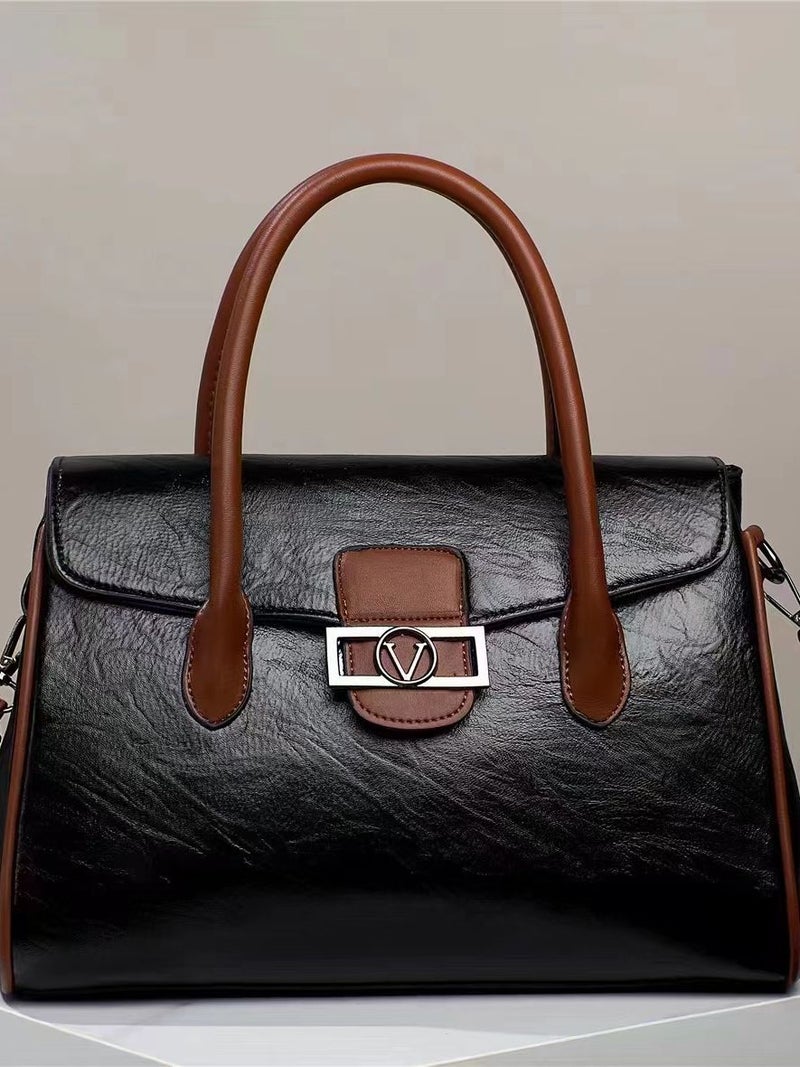 New Korean Style Elegant Commuter Women'S Bag Large Capacity Fashionable Simple Portable Shoulder Soft Leather Textured Tote Bag - Image 2