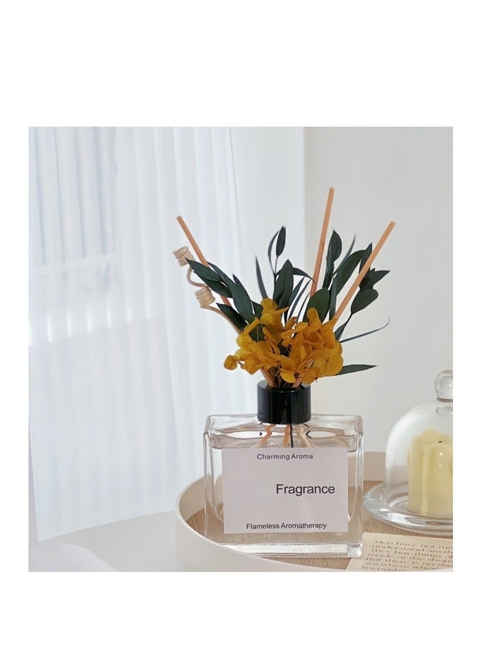 HUANXIN HOME White Tea 120ml Flower Reed Diffuser Set Scent Diffuser With Sticks Home Fragrance Flower Diffuser For Home Office Bathroom Shelf 