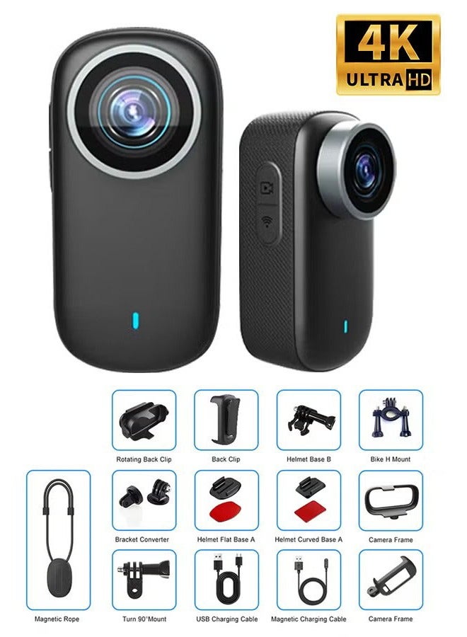 BlueFire 4K Portable WiFi Mini Sports Camera Magnetic Mount Action Camera for Bike, Motorcycle, Pet, and Travel | 130° Ultra-Wide Angle, IP65 Waterproof, USB-C Rechargeable UHD Body Cam | 3-Hour Battery Life, Simultaneous 4K/2K/1080P Recording | Magnetic Clip, Handlebar & Waterproof Mounts Included | Compact Outdoor Adventure Camera for Cyclists, Pet Owners, Vloggers, and Security Monitoring | Lightweight, Durable, and Easy to Mount WiFi Mini Camera - Image 1