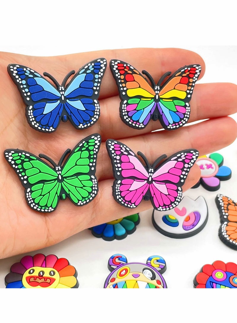 KASTWAVE 34 Pcs Butterfly Sunflower Shoe Charms for Clog Wristband Bracelet, Shoe Accessories Pins for Boy and Girl Party Favor Gifts  - Image 5