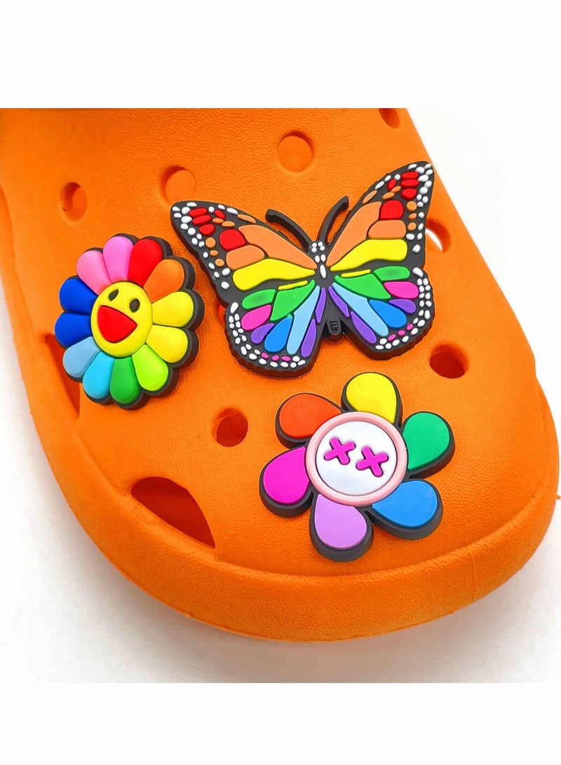 KASTWAVE 34 Pcs Butterfly Sunflower Shoe Charms for Clog Wristband Bracelet, Shoe Accessories Pins for Boy and Girl Party Favor Gifts  - Image 3