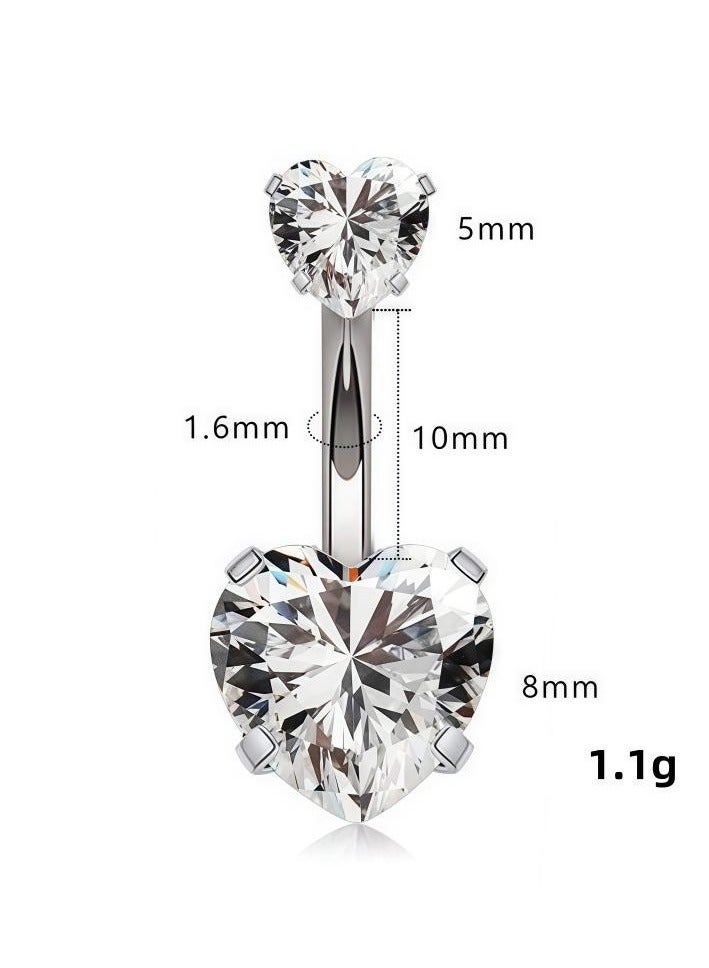 14G Belly on Rings Surgical Stainless Steel Round Cubic Zirconia Navel Barbell Stud Body Piercing Ear Studs - Image 3