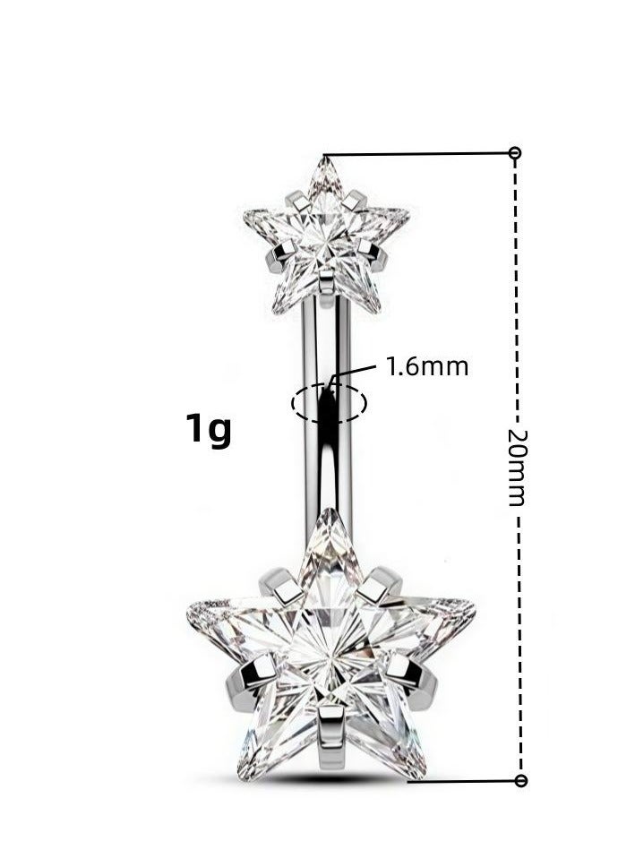 14G Belly on Rings Surgical Stainless Steel Round Cubic Zirconia Navel Barbell Stud Body Piercing Ear Studs - Image 4