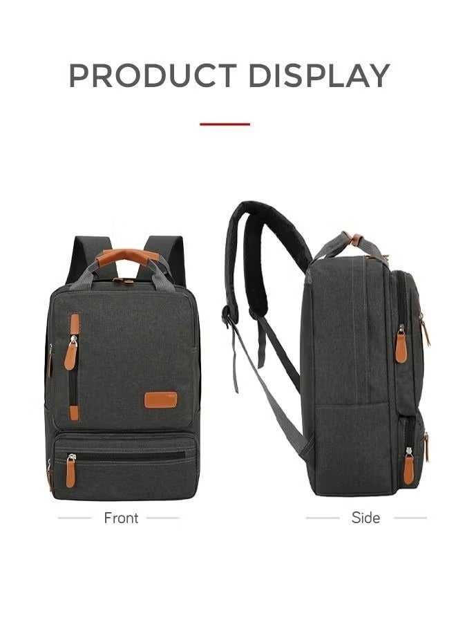 3 Piece Oxford Backpack Set Solid Large Capacity Schoolbag Shoulder Bag Clutch Wear-resistant Anti-theft for College Business Men Black  - Image 3