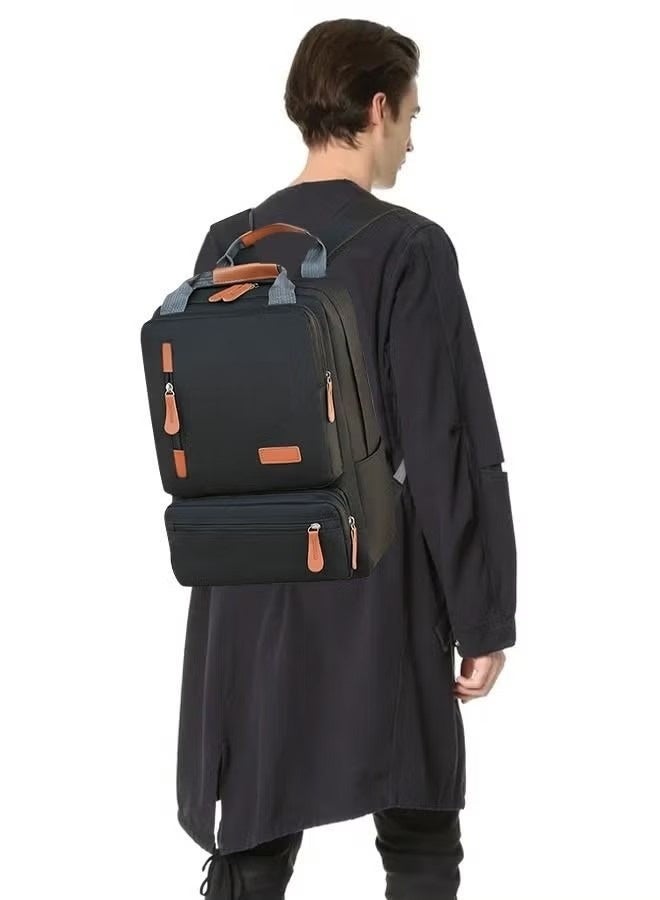 3 Piece Oxford Backpack Set Solid Large Capacity Schoolbag Shoulder Bag Clutch Wear-resistant Anti-theft for College Business Men Black  - Image 2