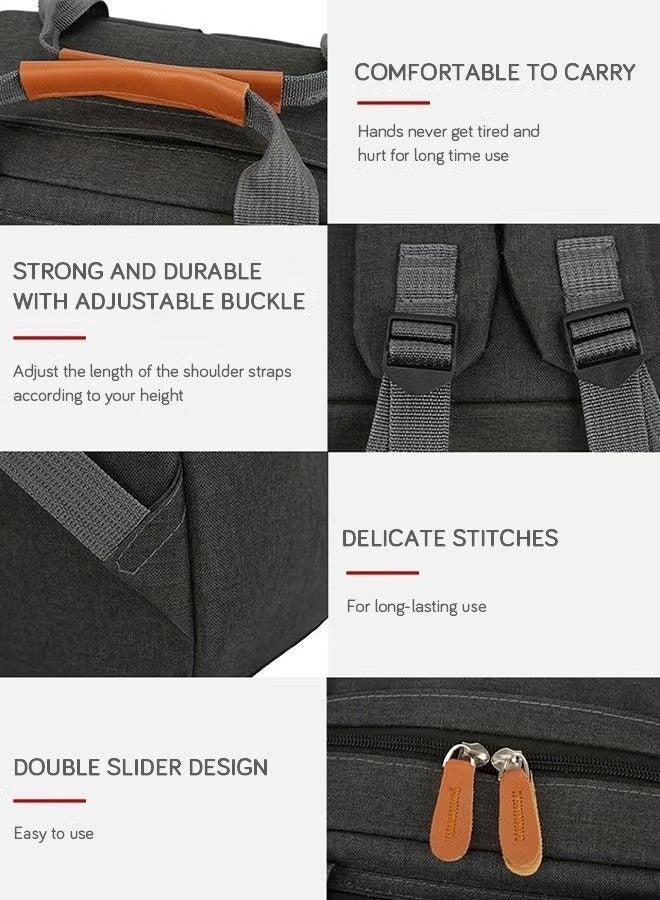 3 Piece Oxford Backpack Set Solid Large Capacity Schoolbag Shoulder Bag Clutch Wear-resistant Anti-theft for College Business Men Black  - Image 4