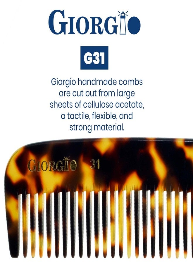 Giorgio G31 Fine Tooth Comb and Wide Tooth Hair Comb, Hair Styling Comb for Men, Grooming Hair Combs for Women, Mens Beard Care Combs for Detangling and Styling, Handmade Saw-Cut and Hand Polished - Image 5