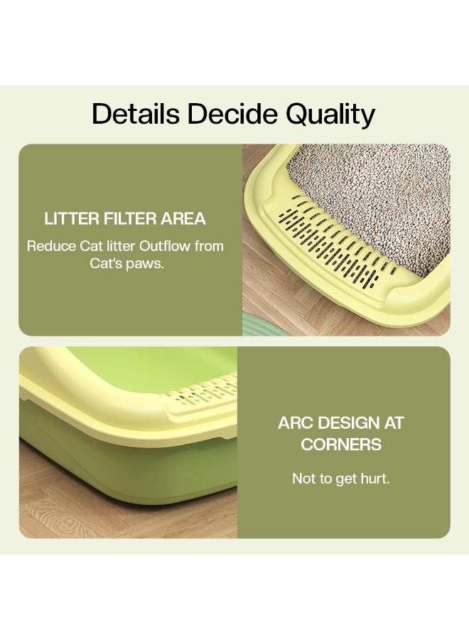 NNC PETS Cat litter box for Large cats, Semi-enclosed cat toilet with High sides, Litter scoop, Sand filter pedal, and Detachable design, Suitable for Indoor/Outdoor use, Easy to clean (Green) - Image 4