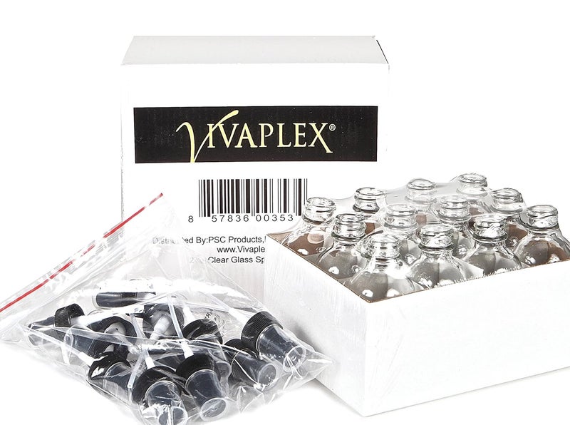 Vivaplex زجاجات فيفابلكس 12 شفافة سعة 2 أونصة مع بخاخات رذاذ دقيقة سوداء - Image 3
