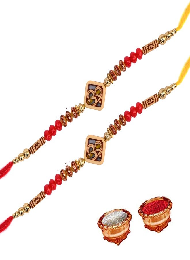 Woniry Combo Pack Of 2 Om Rakhi For Brother|| Rakhi For Bhaiya || Rakhi For Bhai || Rakhi For Boys || Rakhi For Sister Set Of 2 With Roli Chawal Tilak