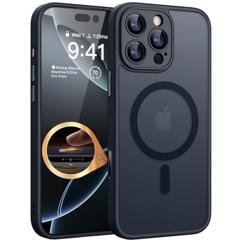 CANSHN Magnetic Camera Control Compatible with iPhone 16 Pro Case Full Camera Protection Compatible with Magsafe Translucent Matte Shockproof Protective Phone Cover 63 Inch Black - Image 1