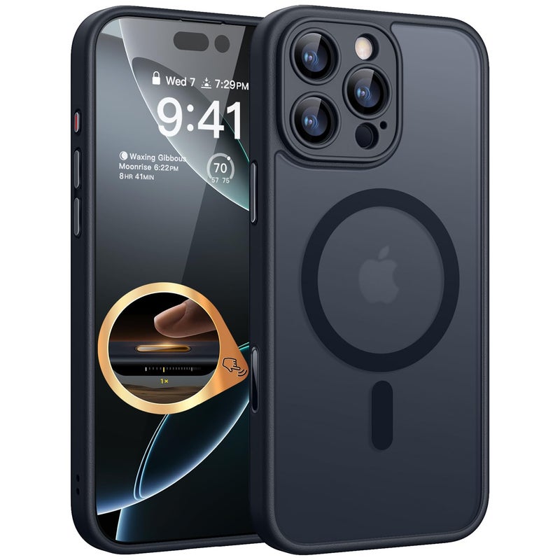 CANSHN Magnetic Camera Control Compatible with iPhone 16 Pro Case Full Camera Protection Compatible with Magsafe Translucent Matte Shockproof Protective Phone Cover 63 Inch Black - Image 3