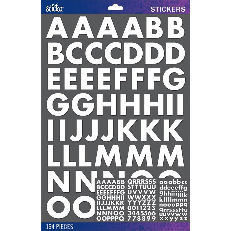Sticko Sticker AlphaFuturaLargeBoldWhite 164 Pieces 5290037