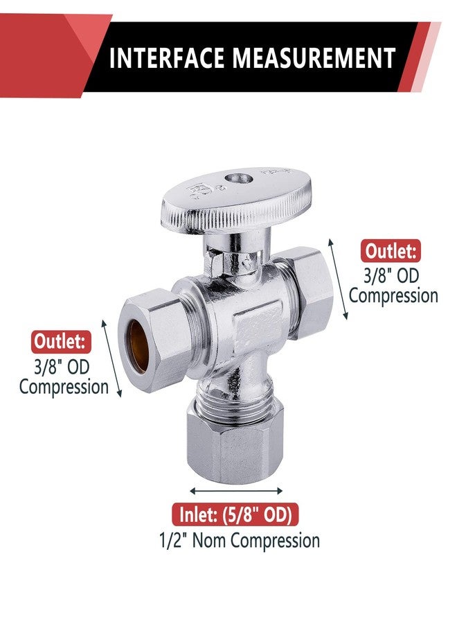 EFIELD 1/4 Turn Dual Compression Outlet Angle Stop Valve,1/2" NOM (5/8" OD) x (3/8 inch x 3/8 inch) Chrome,(VALVE123) - Image 2