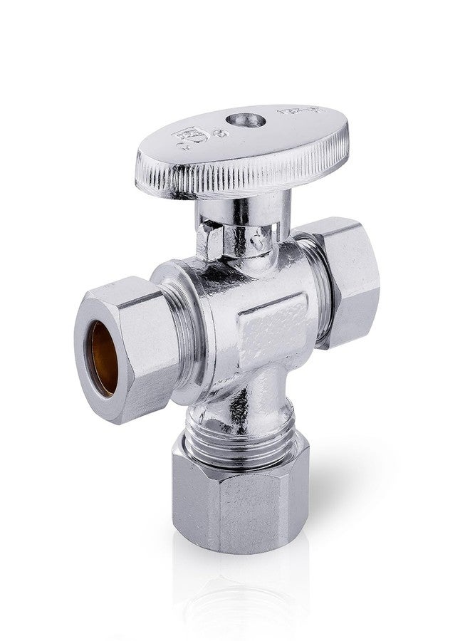 EFIELD 1/4 Turn Dual Compression Outlet Angle Stop Valve,1/2" NOM (5/8" OD) x (3/8 inch x 3/8 inch) Chrome,(VALVE123) - Image 1