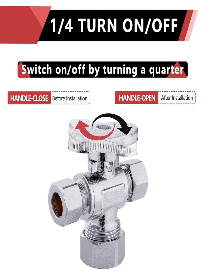 EFIELD 1/4 Turn Dual Compression Outlet Angle Stop Valve,1/2" NOM (5/8" OD) x (3/8 inch x 3/8 inch) Chrome,(VALVE123) - Image 3