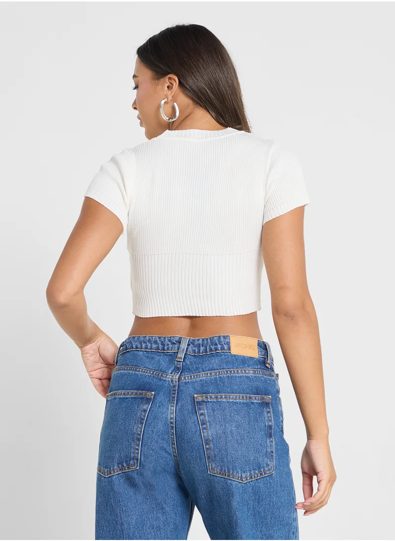 جينجر Knitted Ribbed Top