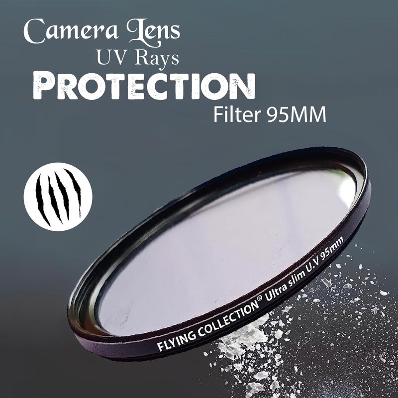 FLYING COLLECTION Camera Lens UV Rays Protection Filter 95 MM -Ultra Slim UV Filter Ring Aluminum Frame,HD/Waterproof Resistant, DSLR Camera Lens, Dust Scratches (95 MM) - Image 2