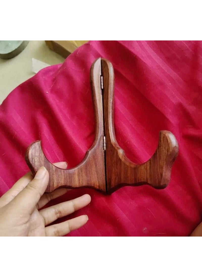 KARAFT WILA KARAFT WILA Sheesham Wooden Plate Stand Shield Easels Chakla Holder Paltter Display Stand Set of 2  - Image 2