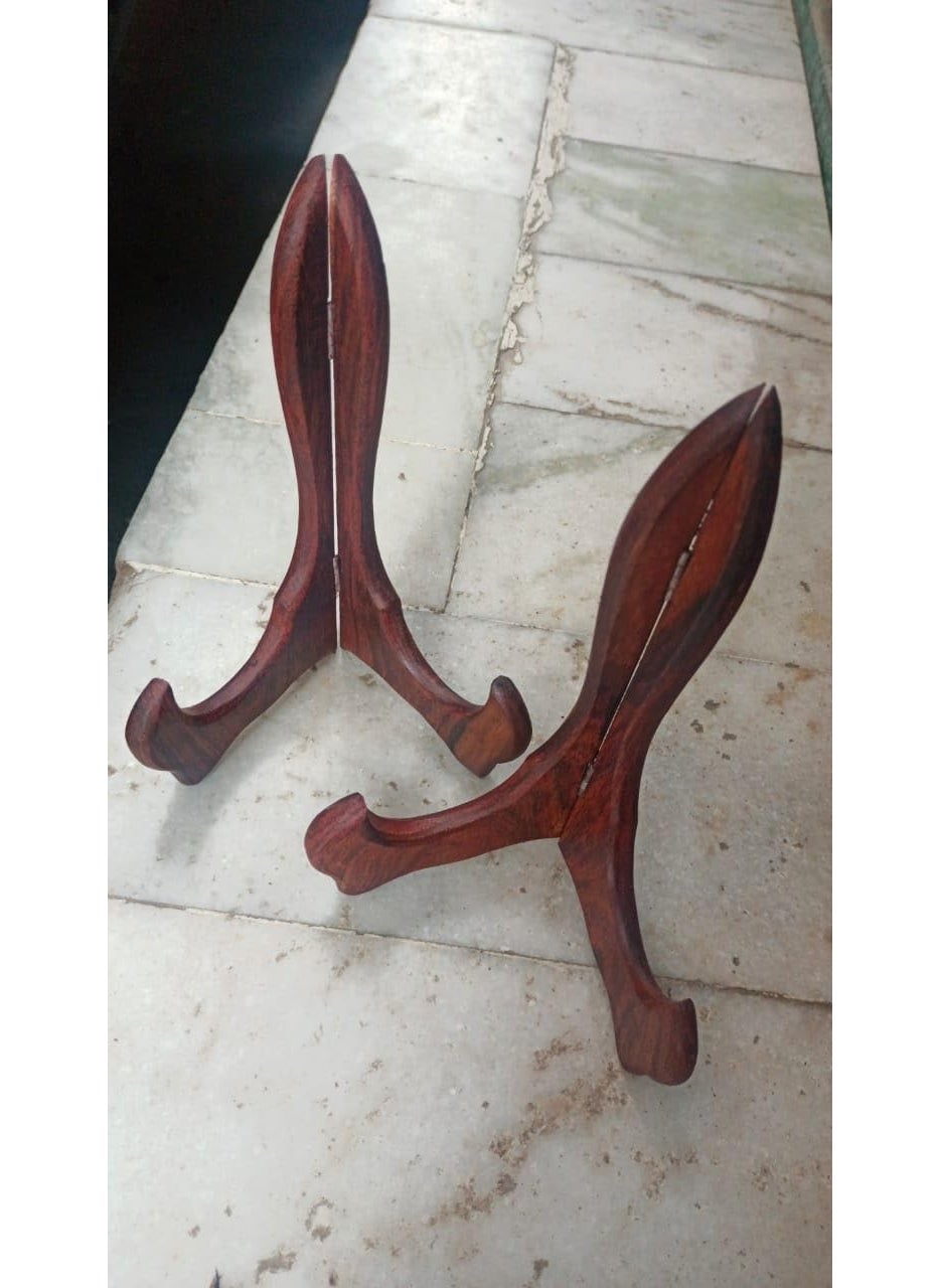 KARAFT WILA KARAFT WILA Sheesham Wooden Plate Stand Shield Easels Chakla Holder Paltter Display Stand Set of 2  - Image 1