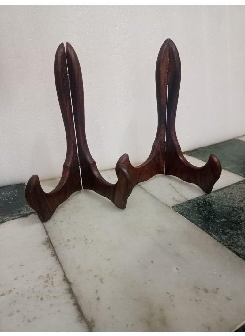 KARAFT WILA KARAFT WILA Sheesham Wooden Plate Stand Shield Easels Chakla Holder Paltter Display Stand Set of 2  - Image 5