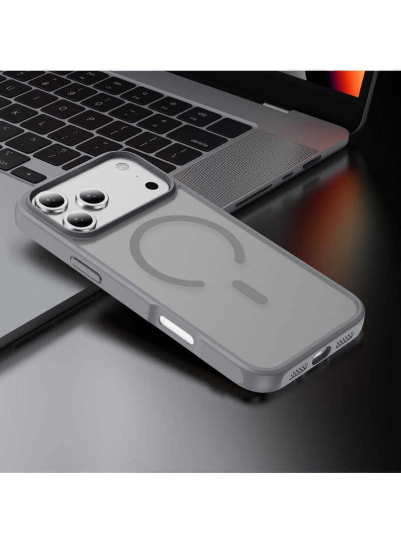 اووكاي جراب مغناطيسي لهاتف iPhone 17 Pro Max متوافق مع MagSafe، [غطاء حماية من الصدمات بدرجة عسكرية] غطاء هاتف نحيف غير لامع (رمادي) - Image 3